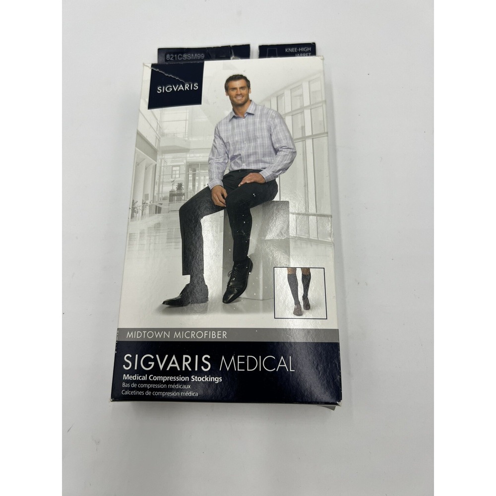 SIGVARIS Men's black  (New Open Box)Calf High‎ Compression Socks 15-20mmHg Sz SS